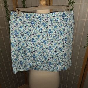 Floral Blue & Teal Mini Skirt